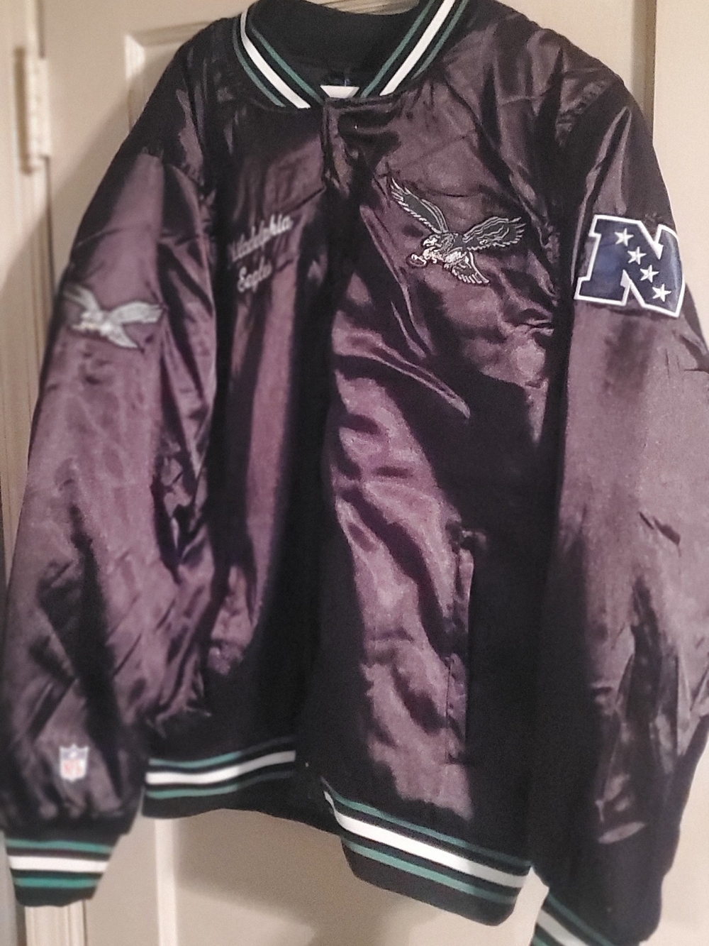 Men's Black Satin NFL Philadelphia Eagles Satin Jacket